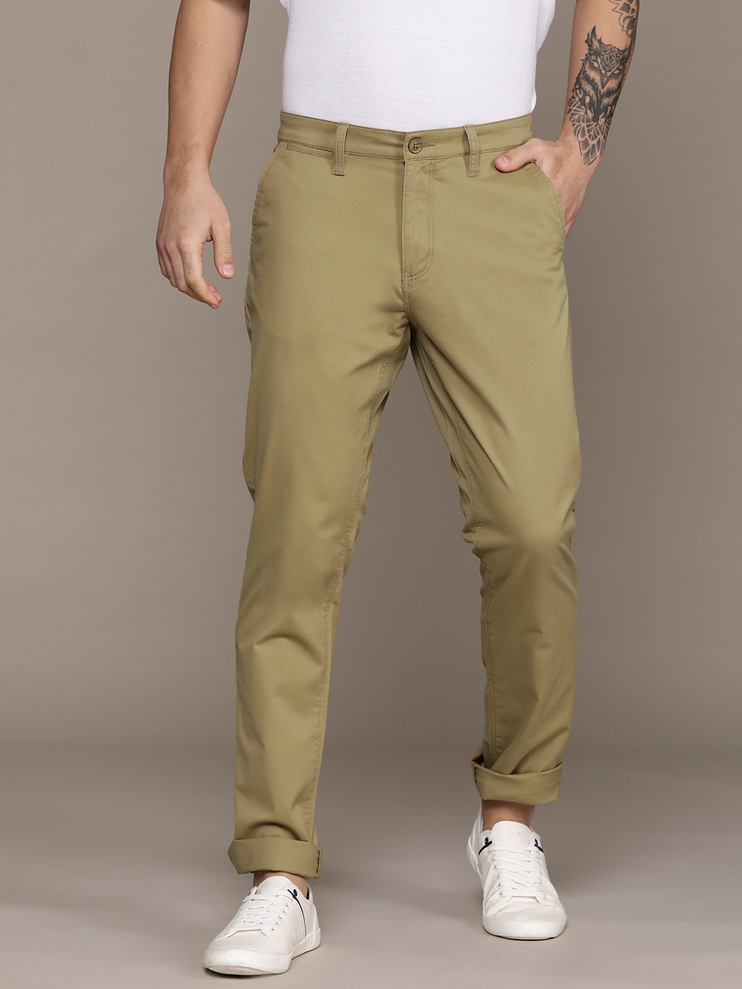 

Nautica Men Slim Fit Chinos Trousers, Khaki