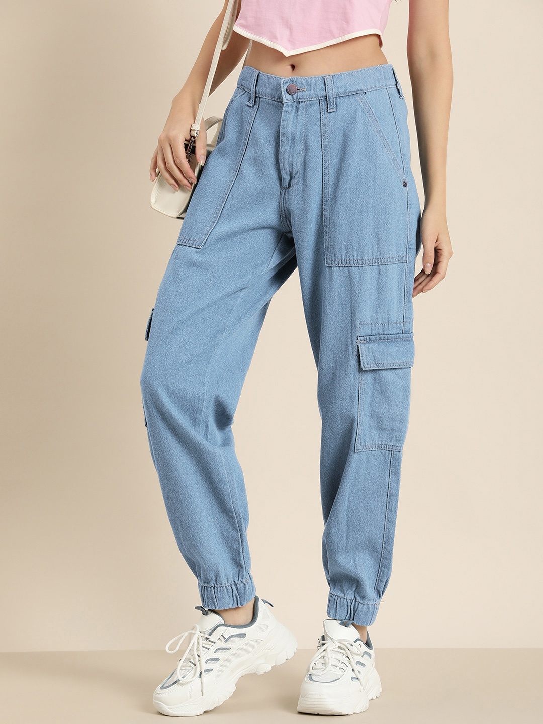 

HERE&NOW Women Pure Cotton Jogger, Blue