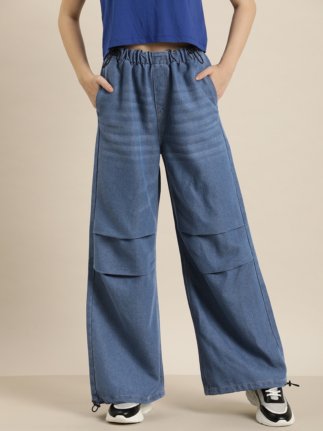 

HERE&NOW Women Light Fade Slouchy Fit Jeans, Blue