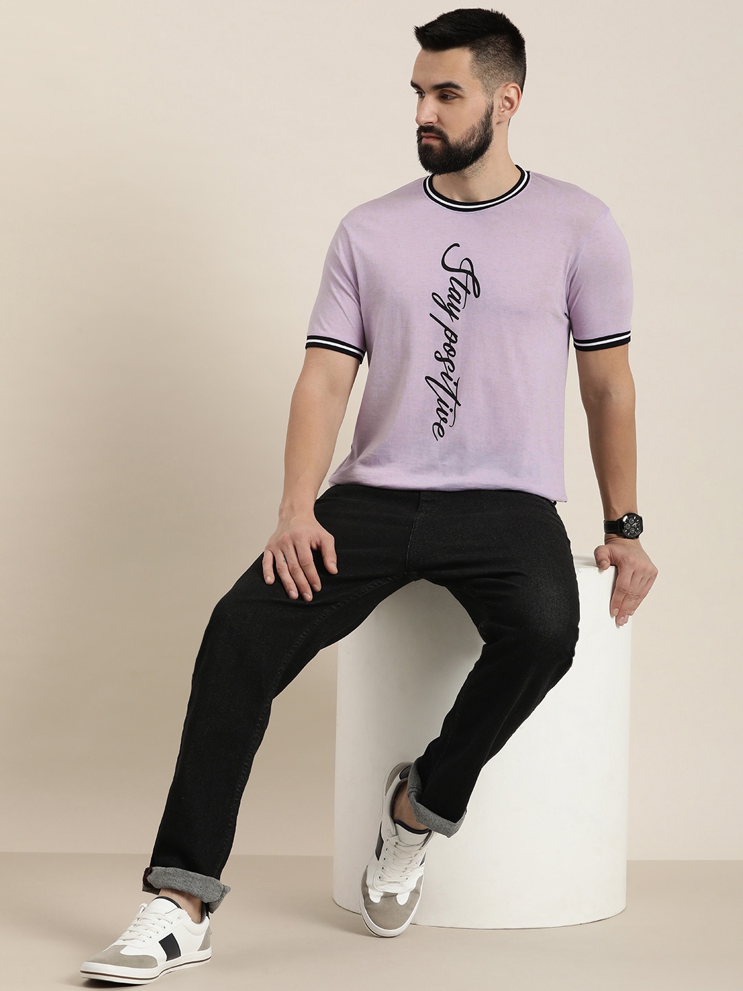 

Moda Rapido Typography Printed Pure Cotton T-shirt, Lavender
