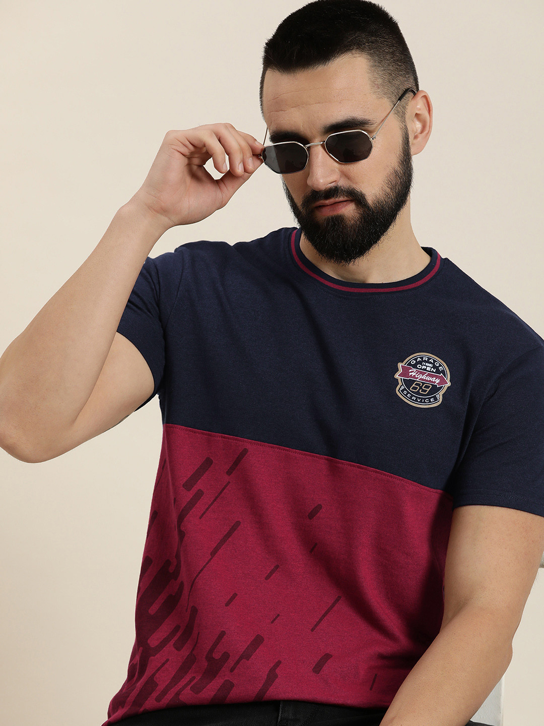 

Moda Rapido Round Neck Printed T-shirt, Navy blue