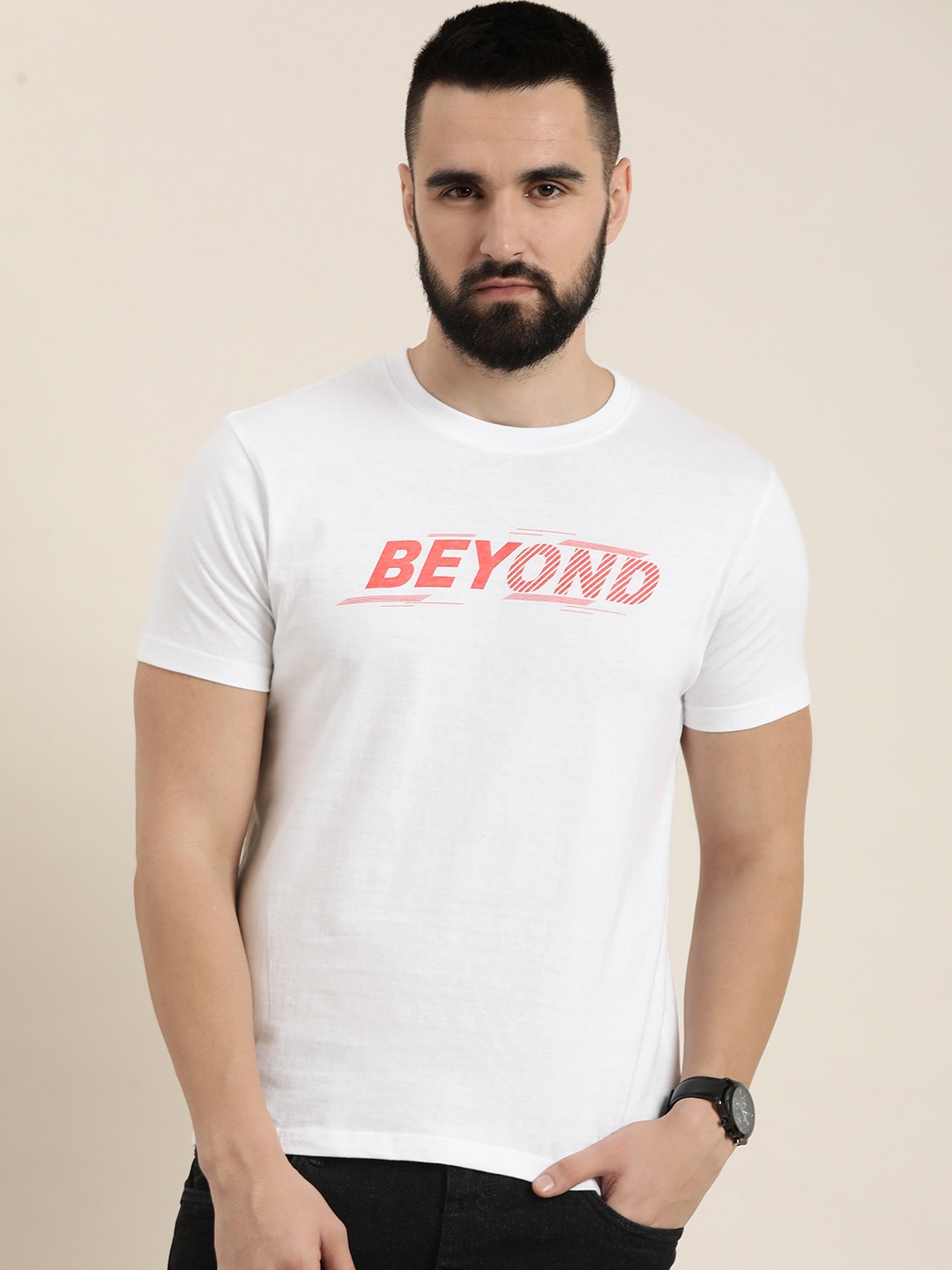 

Moda Rapido Typography Printed Pure Cotton T-shirt, White