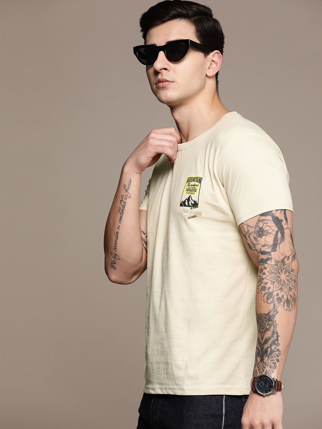 

Moda Rapido Pure Cotton T-shirt, Beige