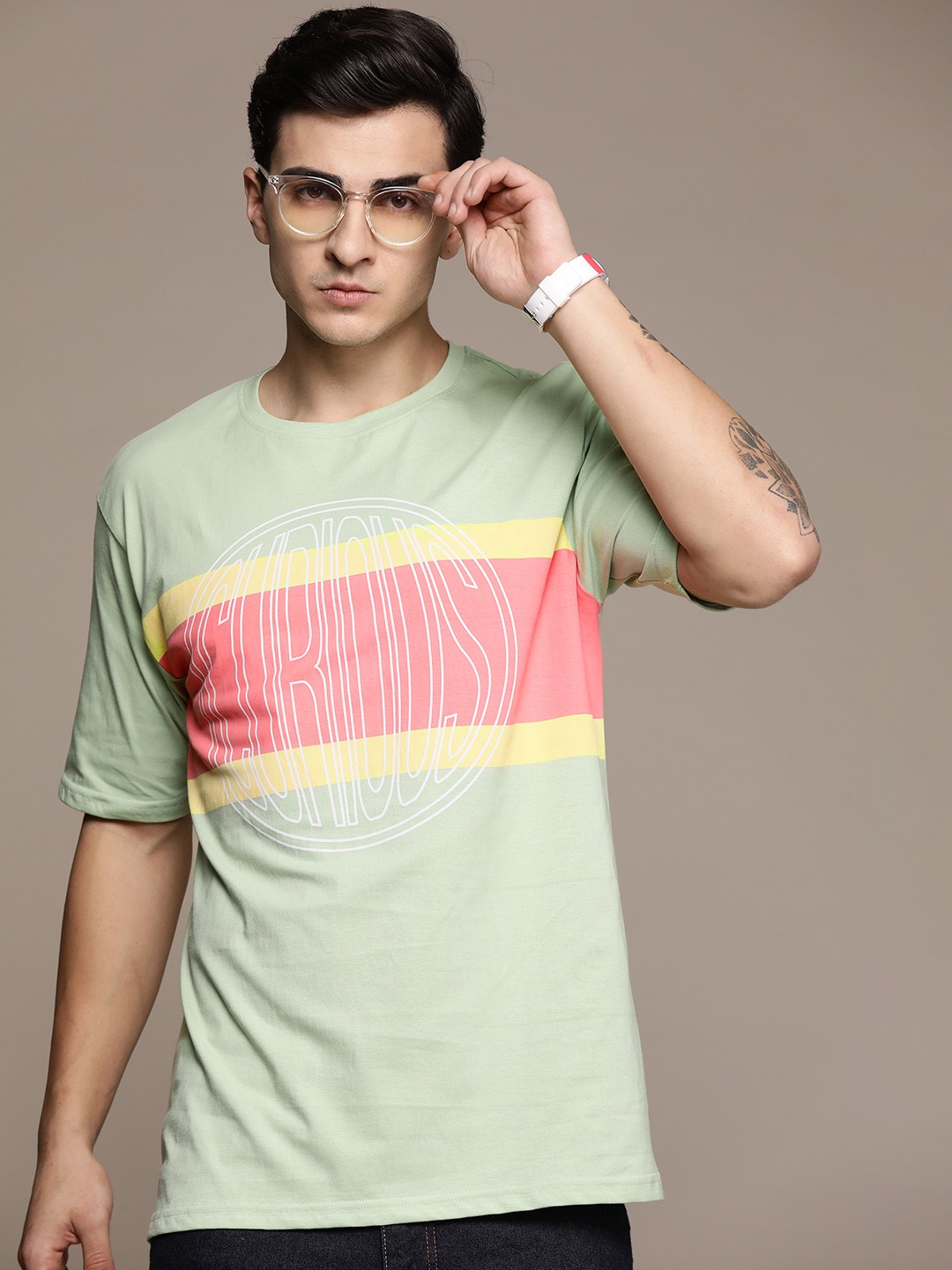 

Moda Rapido Striped Pure Cotton T-shirt, Green