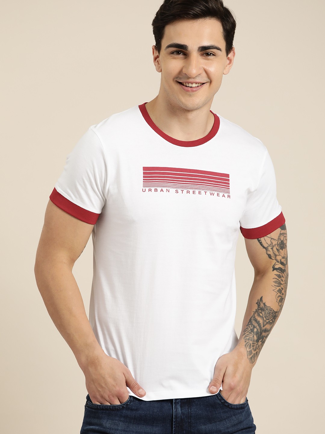

HERE&NOW Printed Pure Cotton T-shirt, White