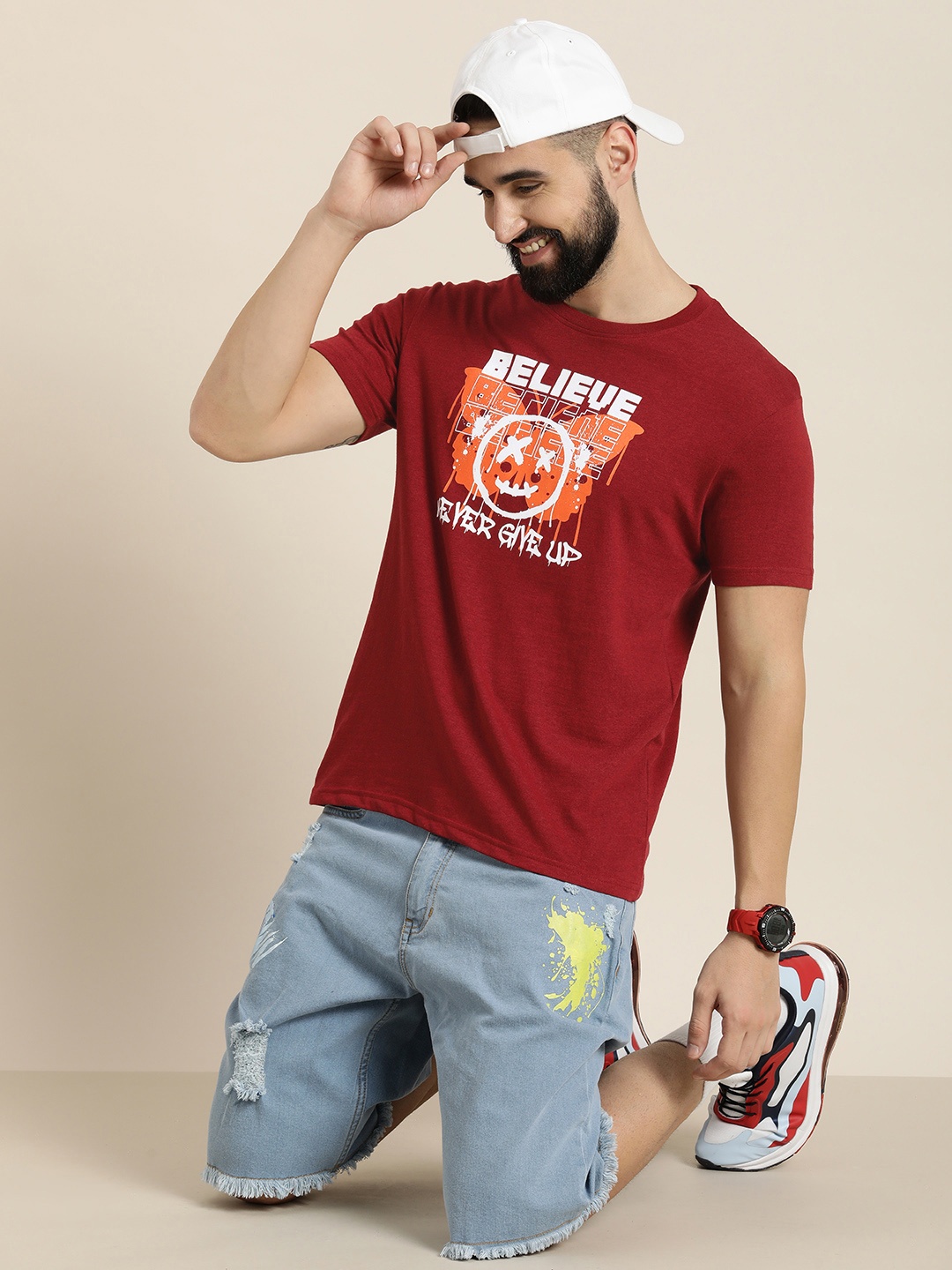 

HERE&NOW Graphic Printed T-shirt, Maroon