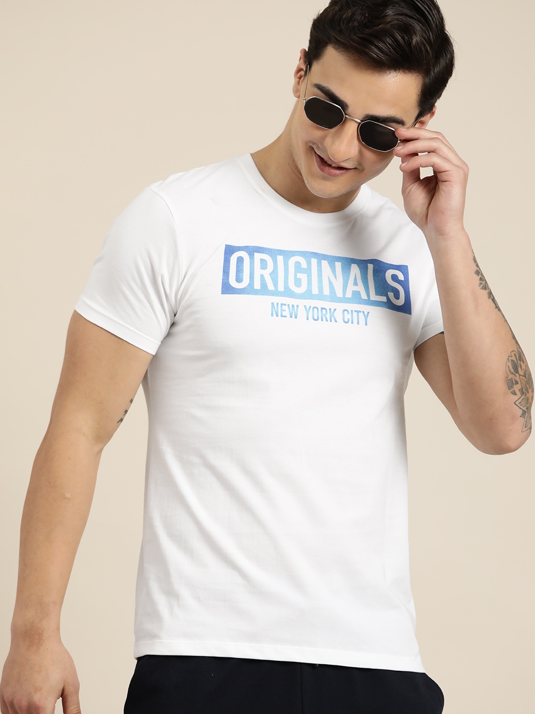 

HERE&NOW Printed Pure Cotton T-shirt, White