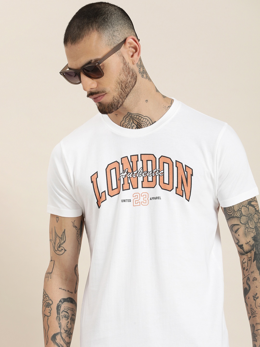 

HERE&NOW Typography Printed Pure Cotton T-shirt, White