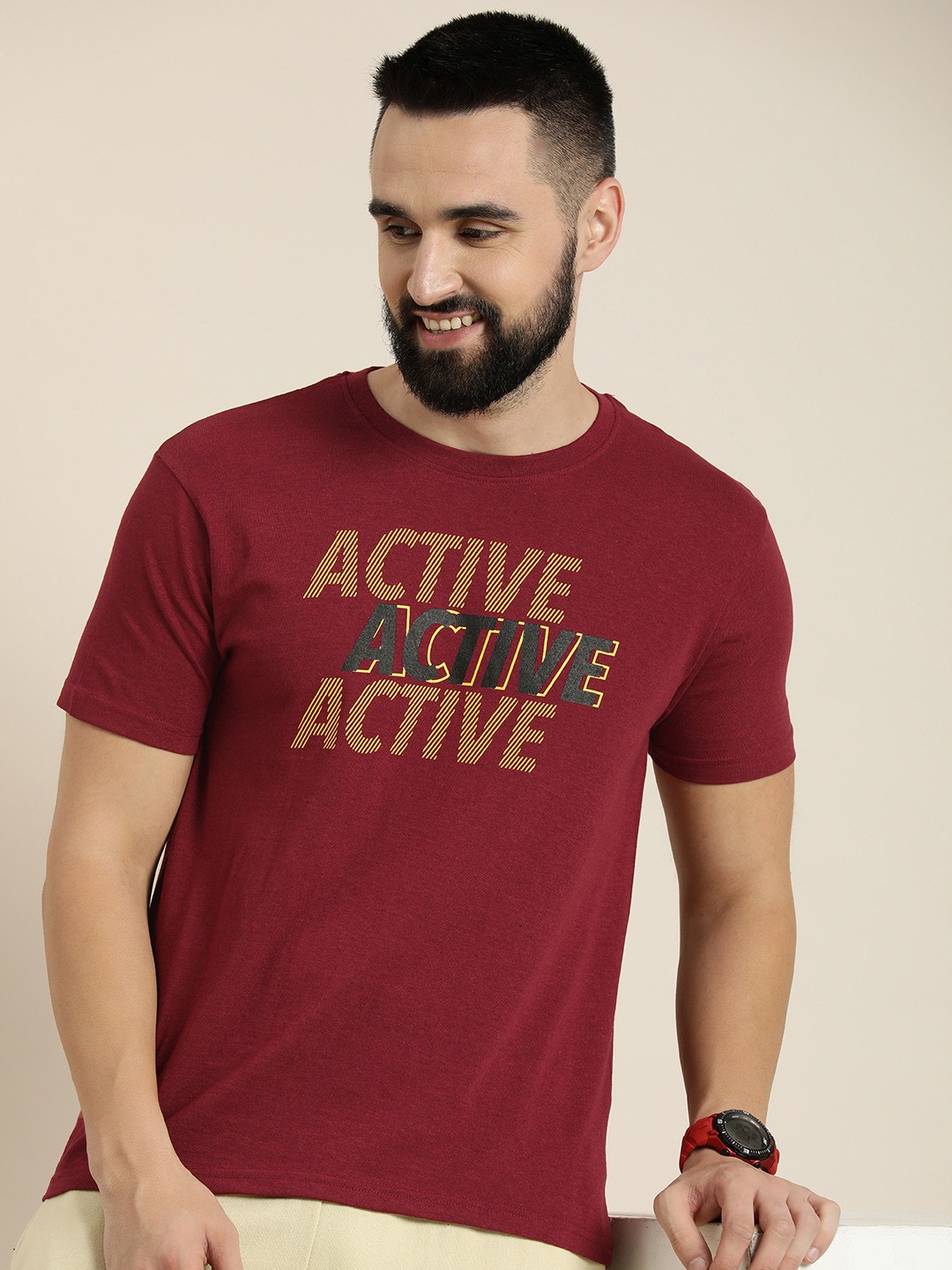 

HERE&NOW Typography Printed T-shirt, Maroon