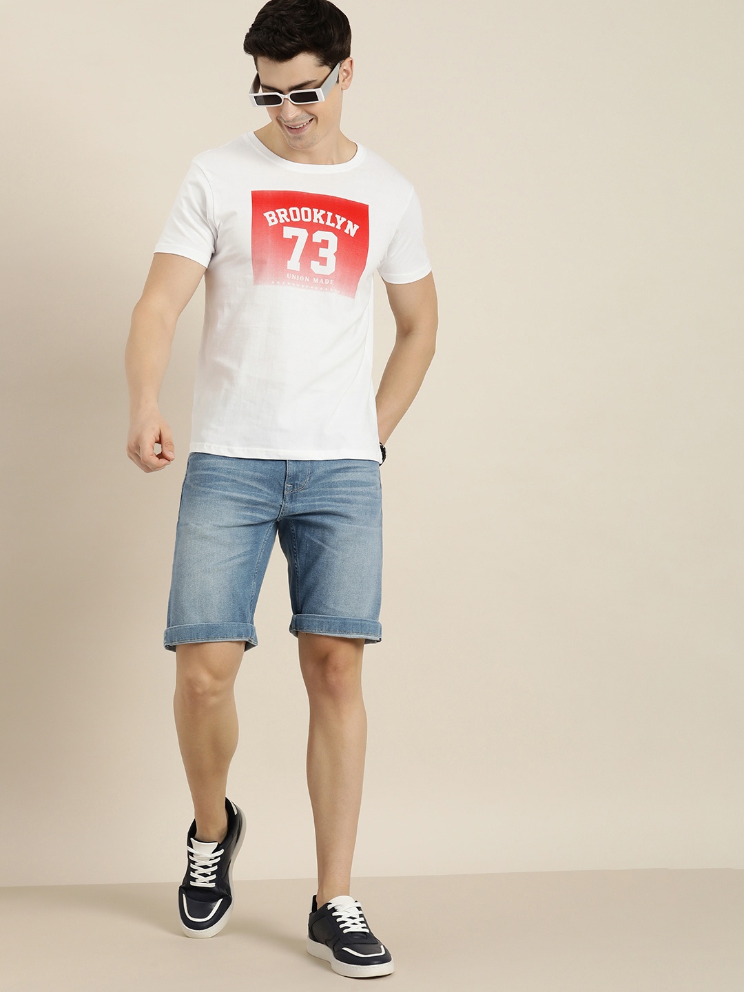 

HERE&NOW Pure Cotton Graphic Printed Casual T-shirt, White