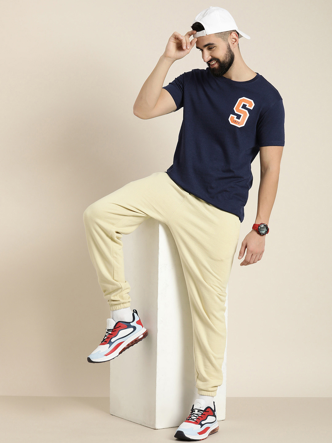 

HERE&NOW Typography Printed T-shirt, Navy blue