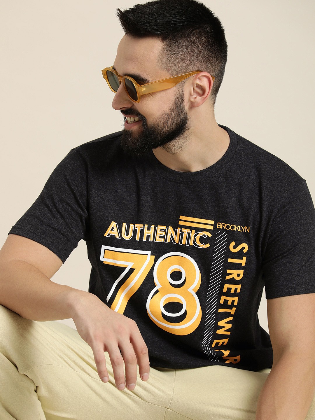 

HERE&NOW Typography Printed T-shirt, Charcoal