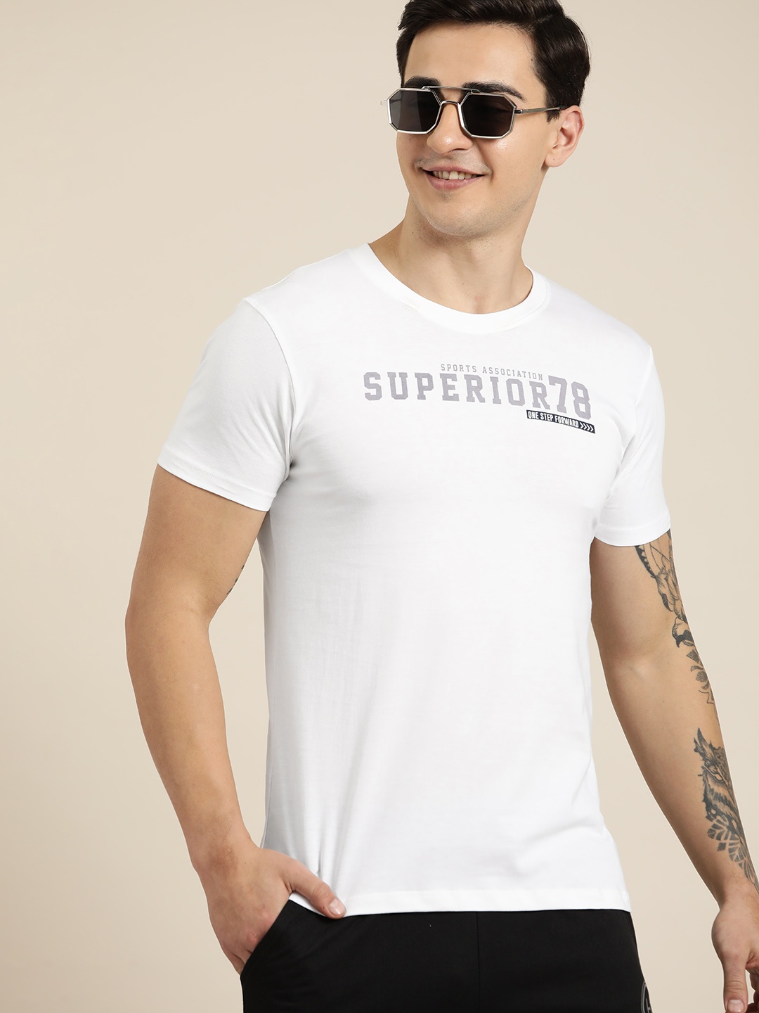 

HERE&NOW Printed Pure Cotton T-shirt, White