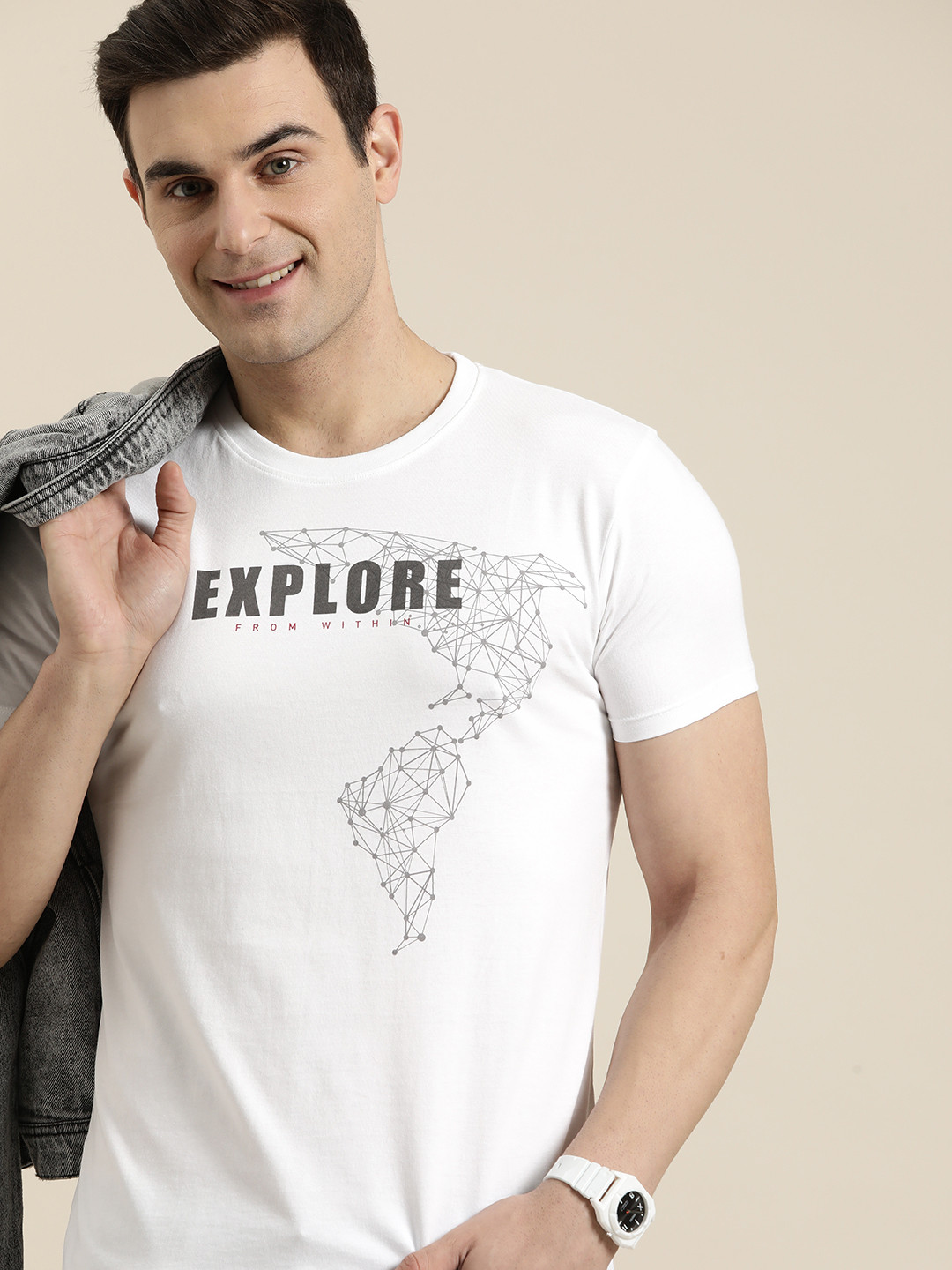 

HERE&NOW Typography Printed Pure Cotton T-shirt, White