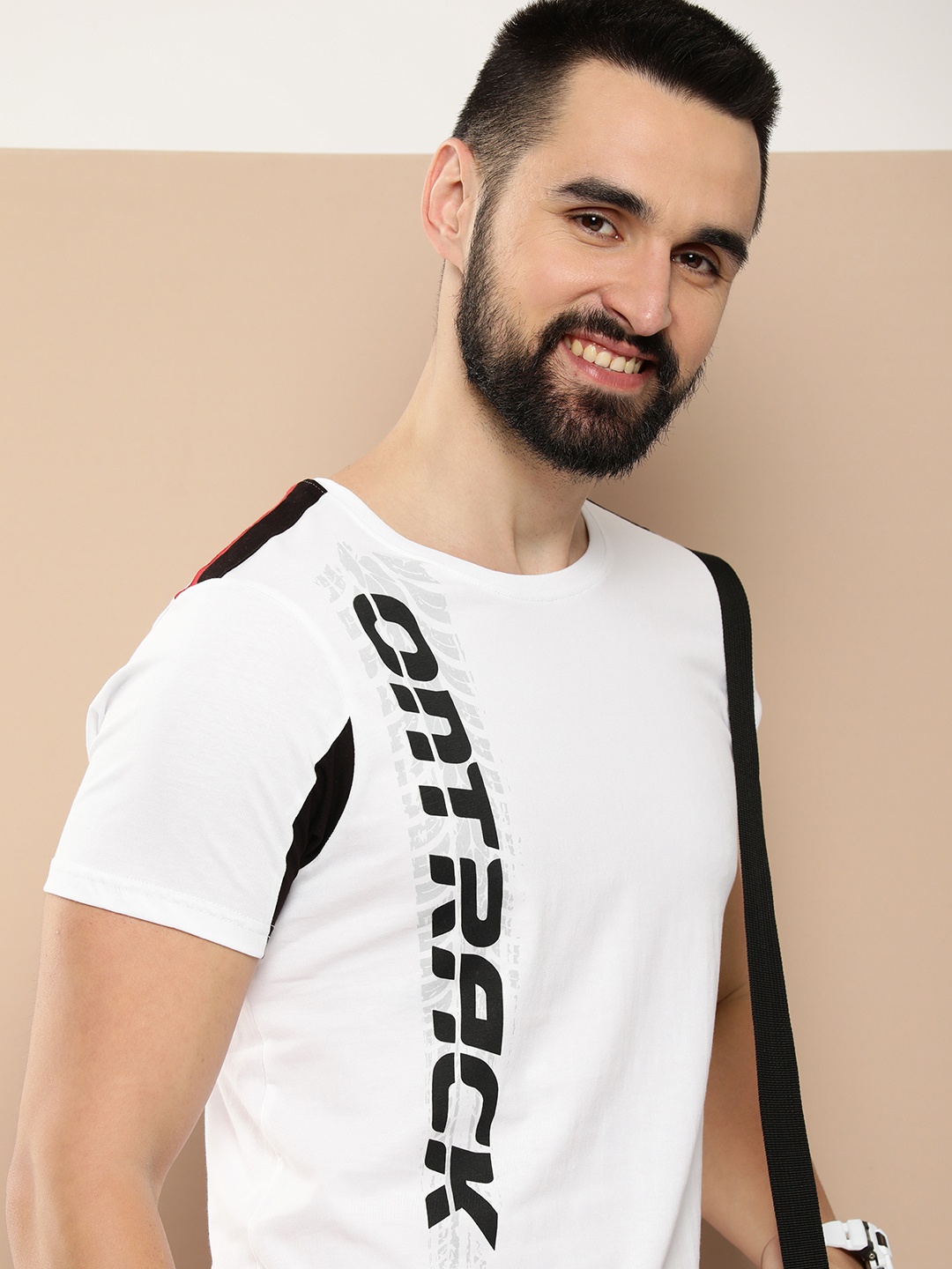 

HERE&NOW Typography Printed Pure Cotton Casual T-shirt, White