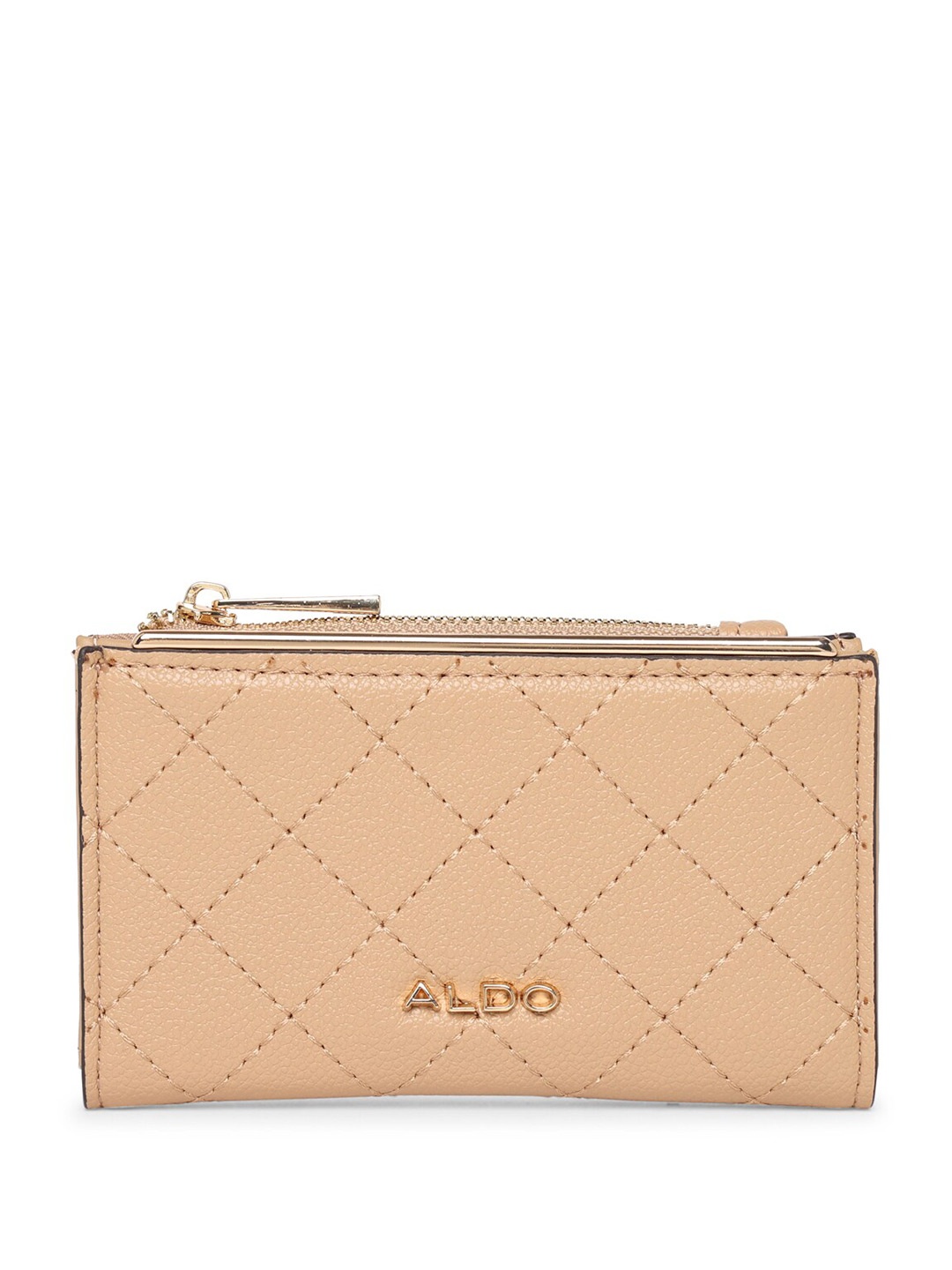 

ALDO Women Textured Zip Around Wallet, Beige