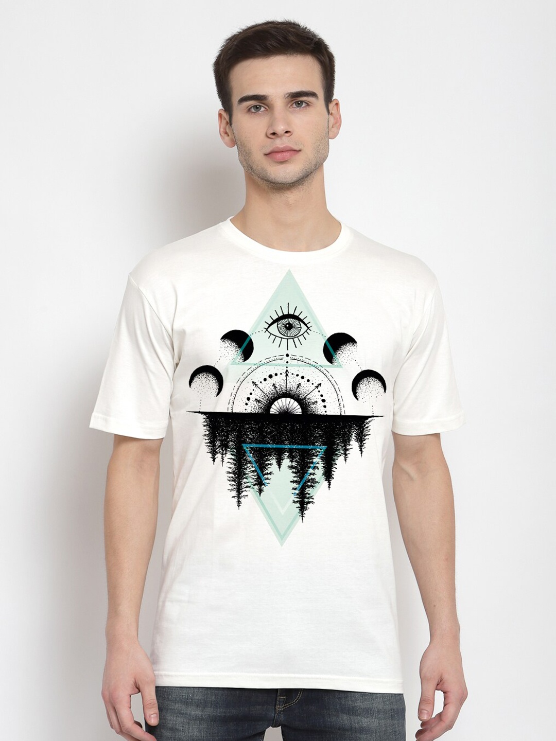 

THREADCURRY Graphic Printed Cotton T-shirt, White