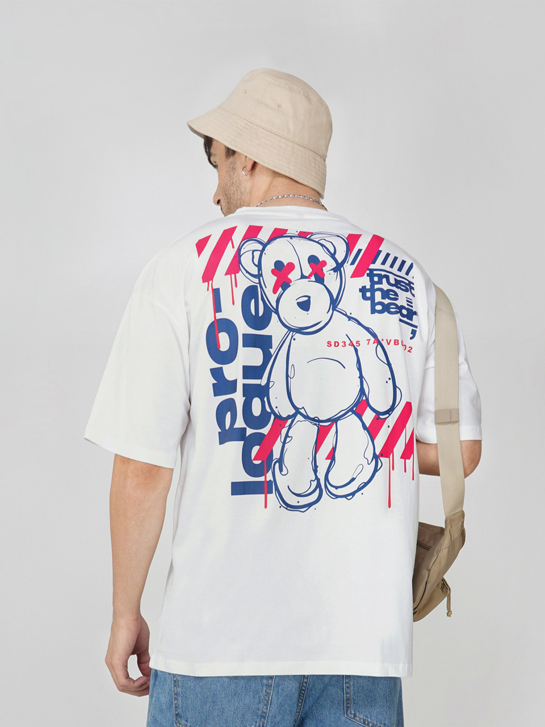 

THREADCURRY Graphic Printed Oversized Cotton T-shirt, White