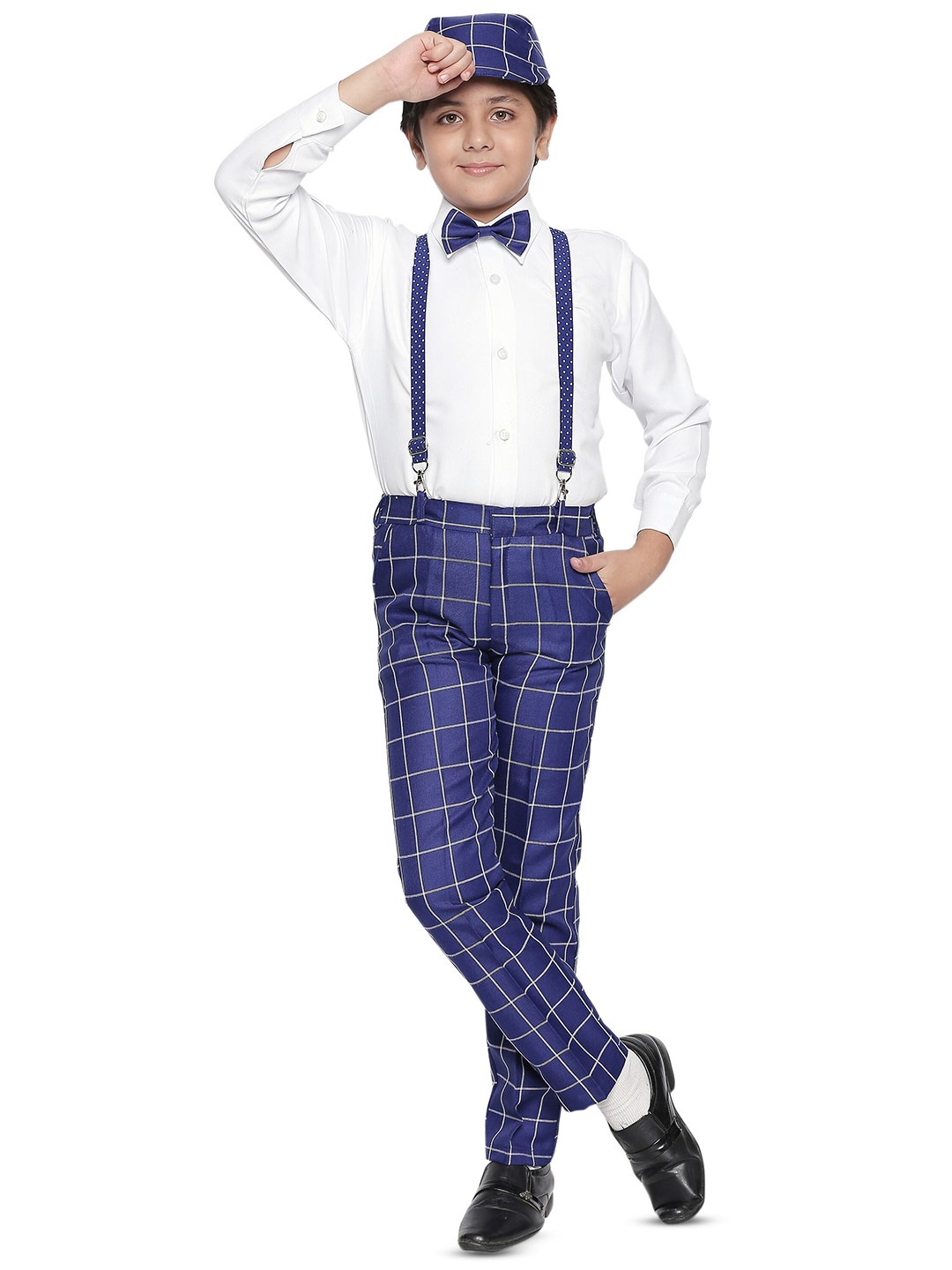 

BAESD Boys Shirt With Trousers And Suspenders Set, Navy blue