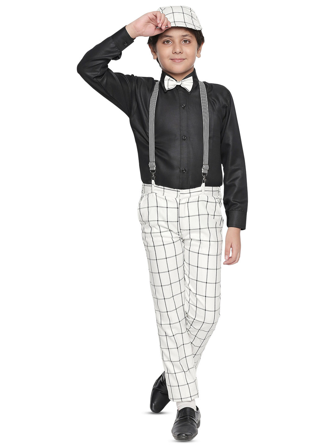 

BAESD Boys Shirt With Trousers And Suspenders Set, White