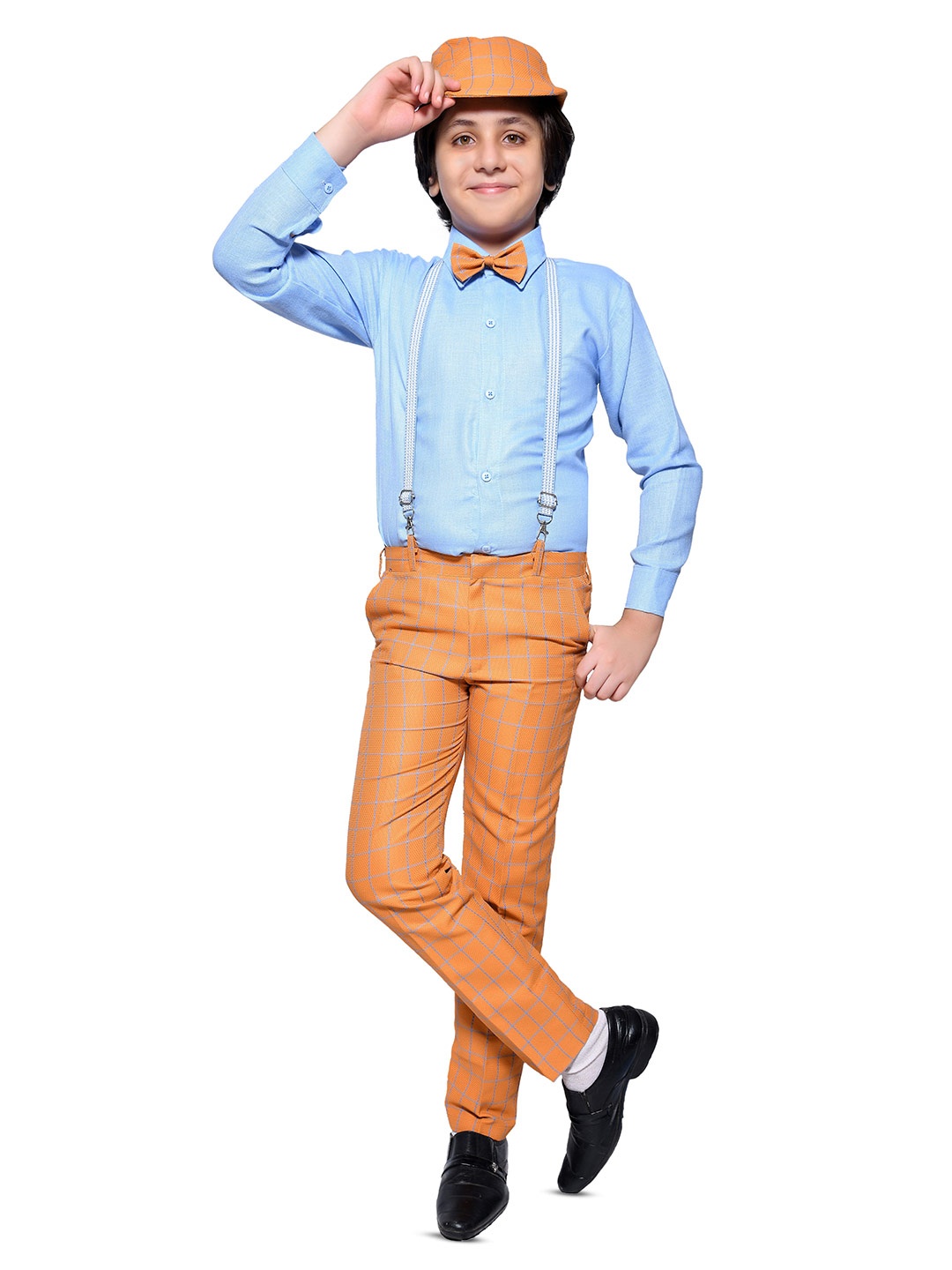 

BAESD Boys Shirt With Trousers And Suspenders Set, Orange