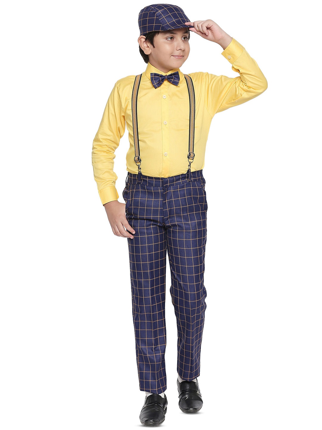 

BAESD Boys Shirt With Trousers And Suspenders Set, Navy blue