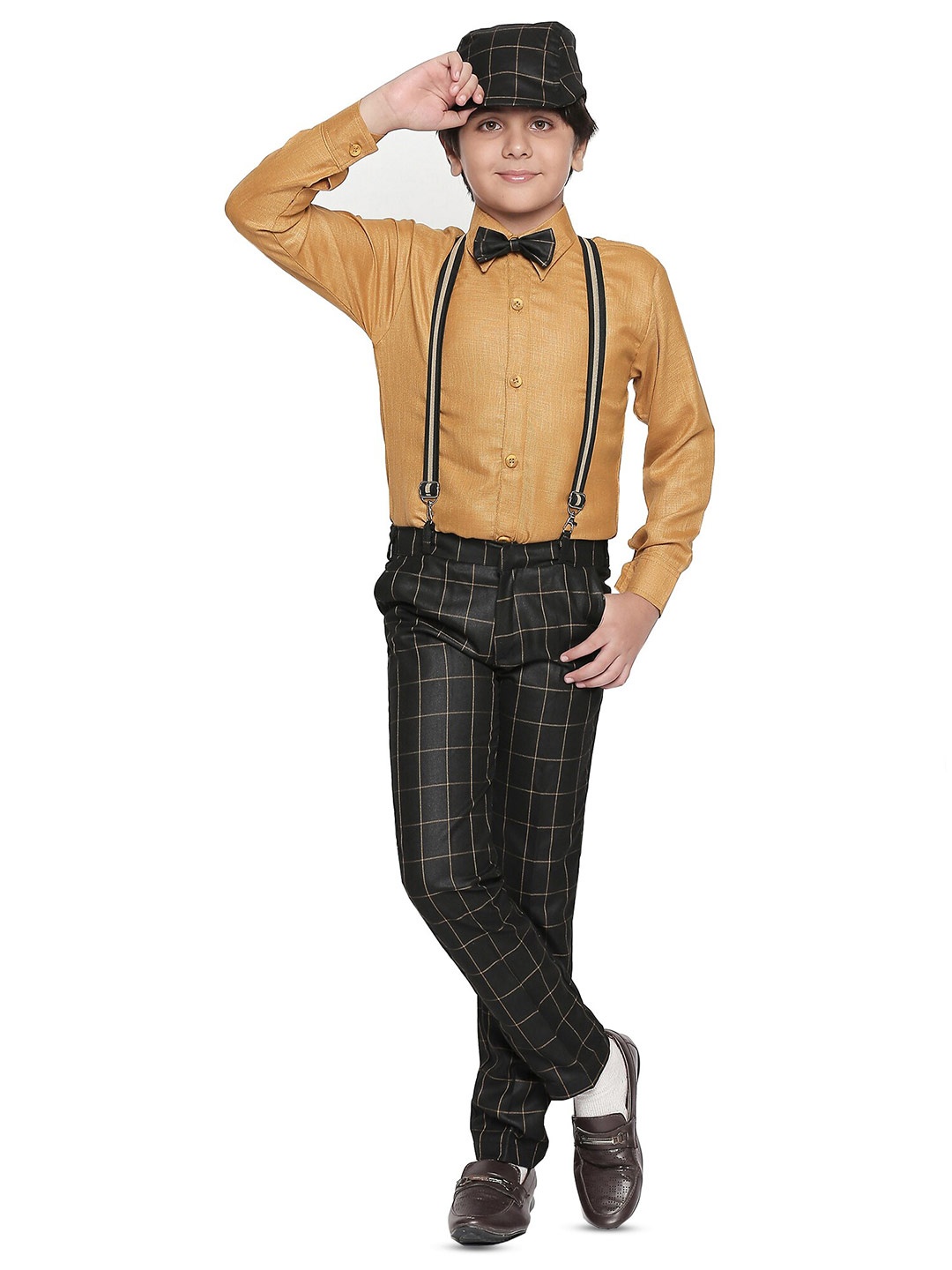 

BAESD Boys Shirt With Trousers And Suspenders Set, Black