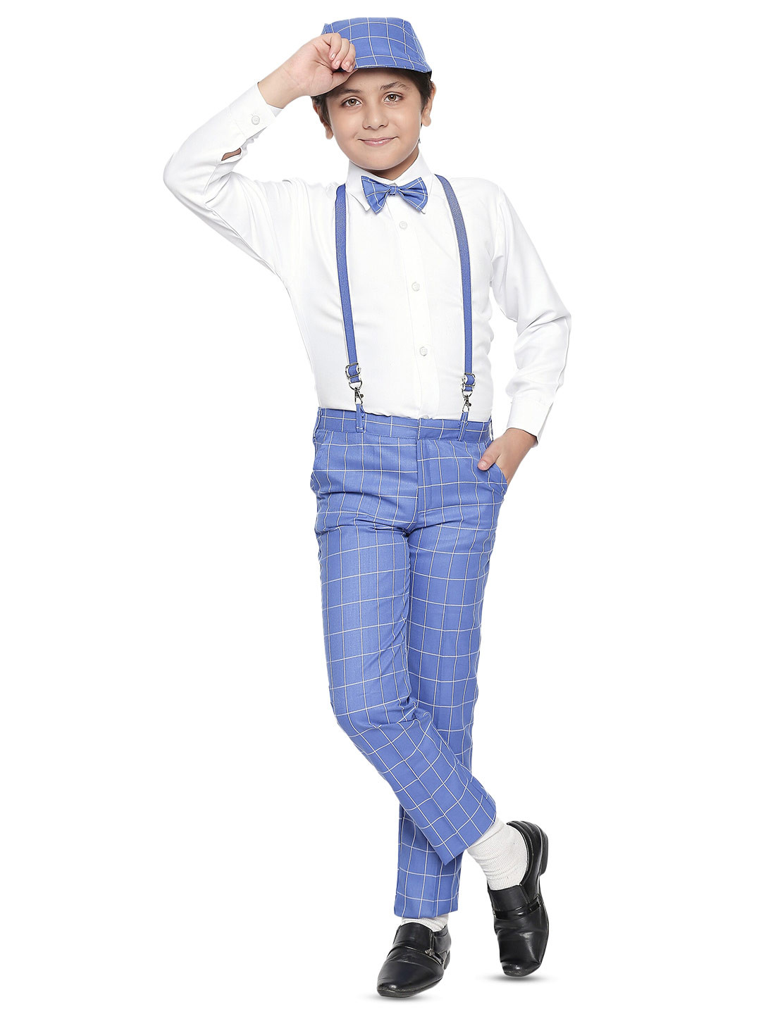 

BAESD Boys Shirt With Trousers And Suspenders, Blue