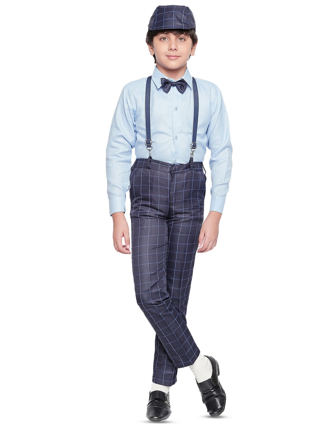 

BAESD Boys Shirt With Trousers And Suspenders Set, Navy blue