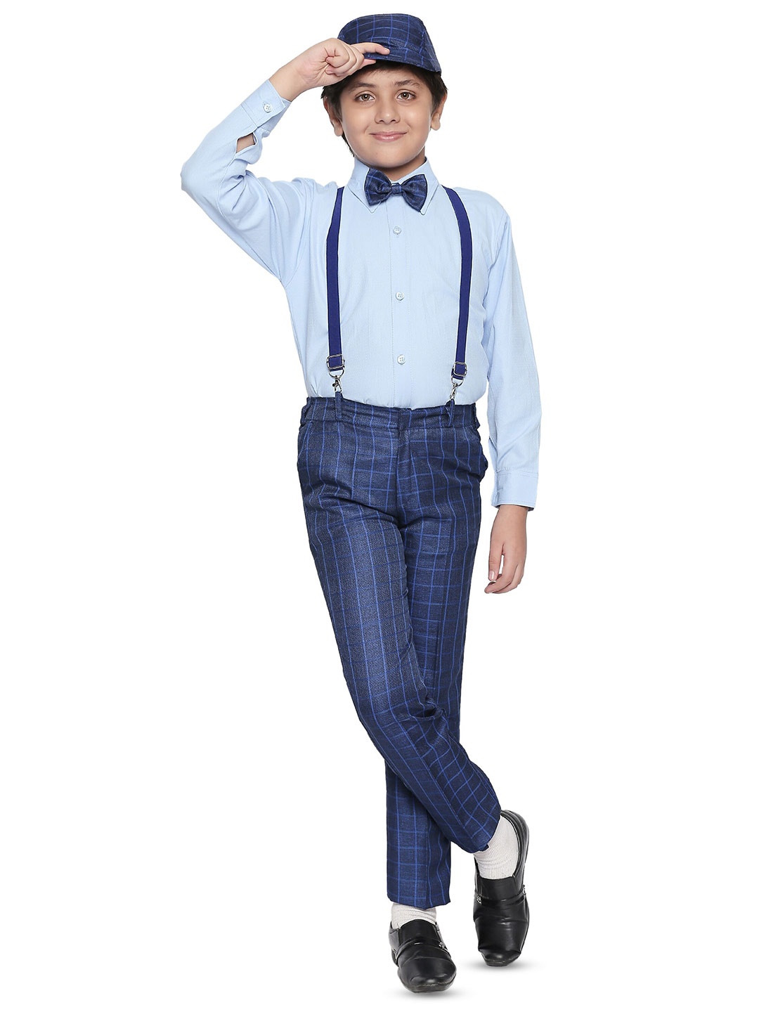 

BAESD Boys Shirt With Trousers And Suspenders Set, Navy blue