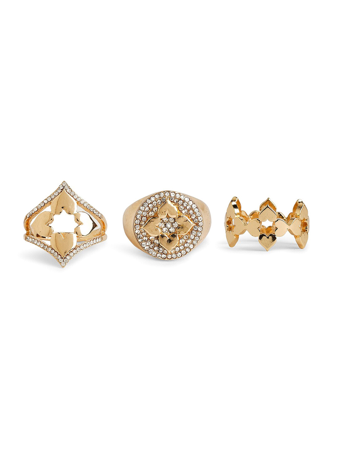 

ALDO Set Of 3 Artificial Stones Finger Rings, Gold