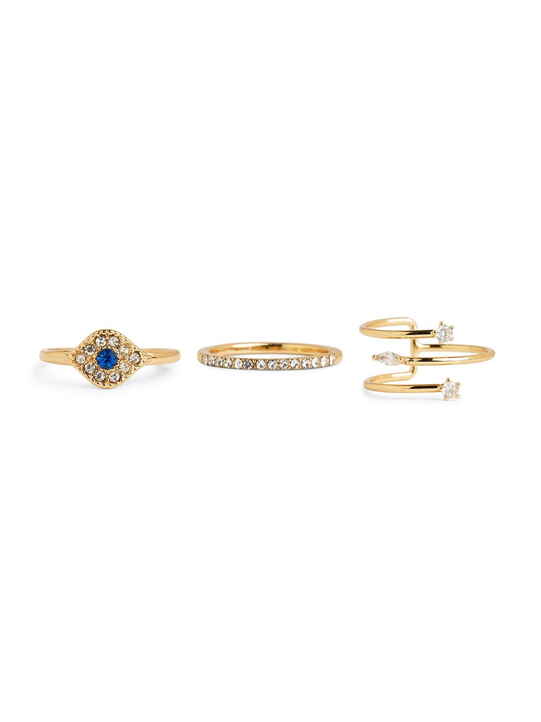 

ALDO Women Set of 3 Stone Studded Finger Rings, Gold