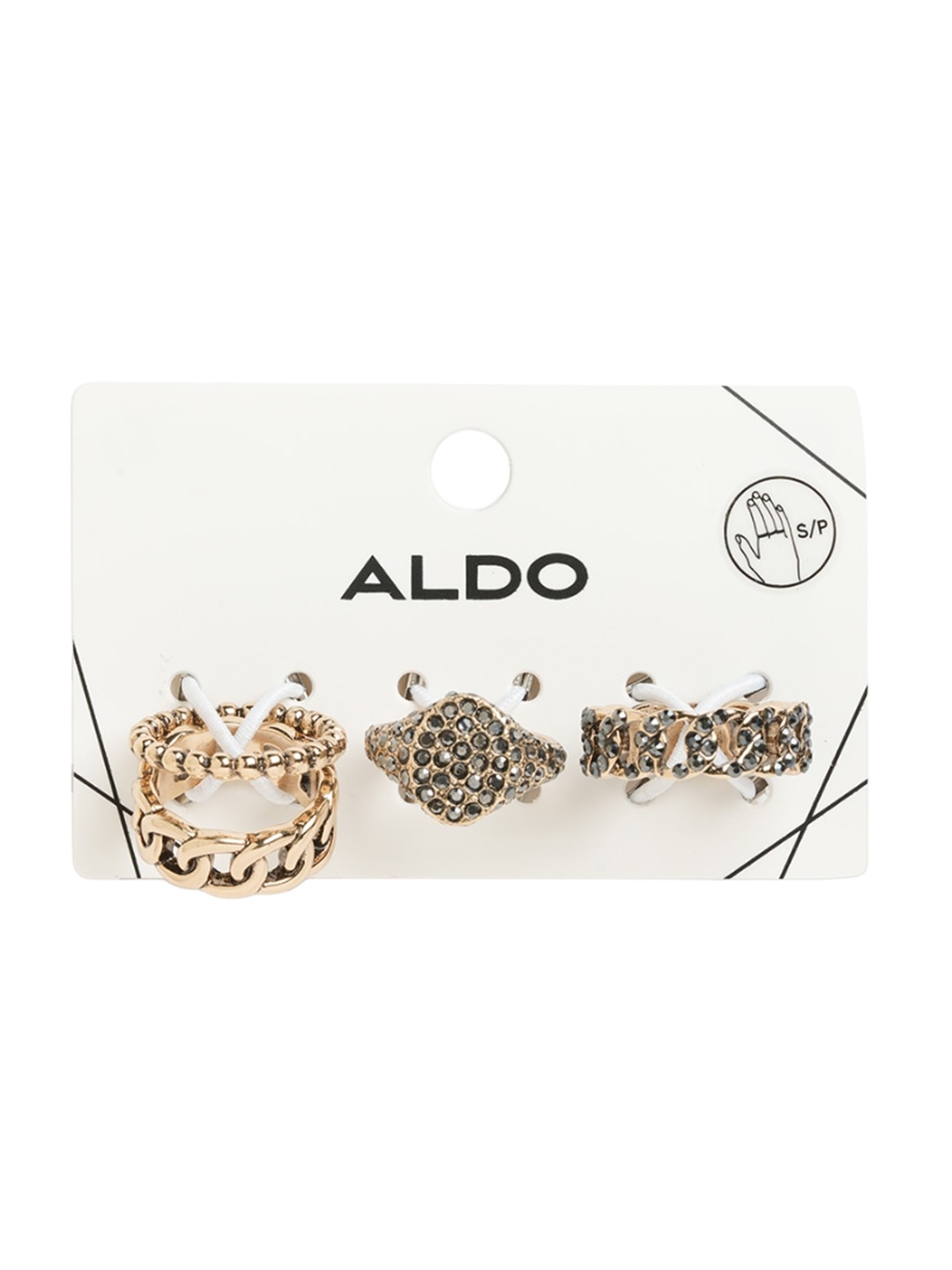 

ALDO Women Set of 4 Stone Studded Finger Rings, Grey