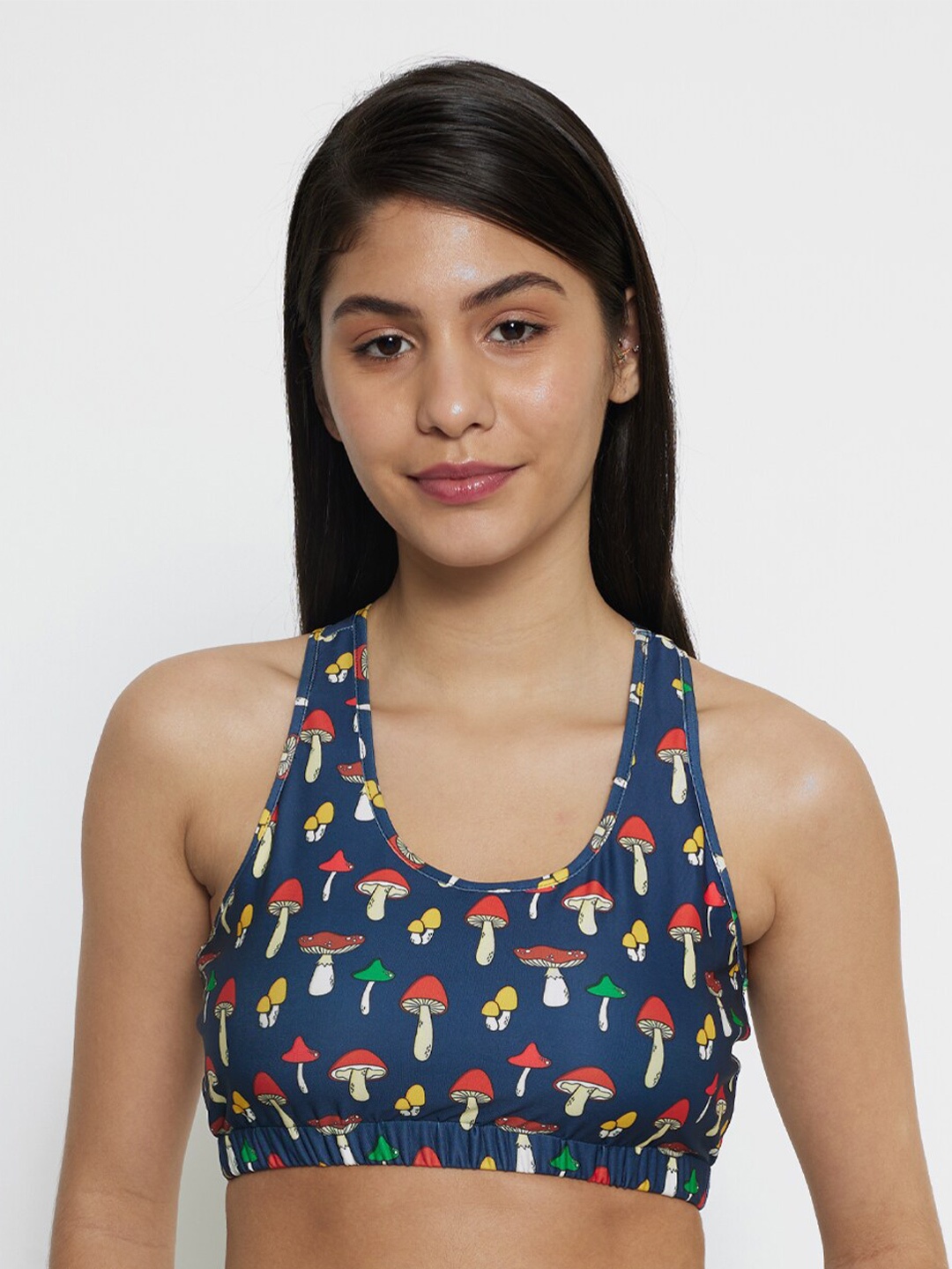 

Smugglerz Conversational Printed Print Bralette Crop Top, Navy blue