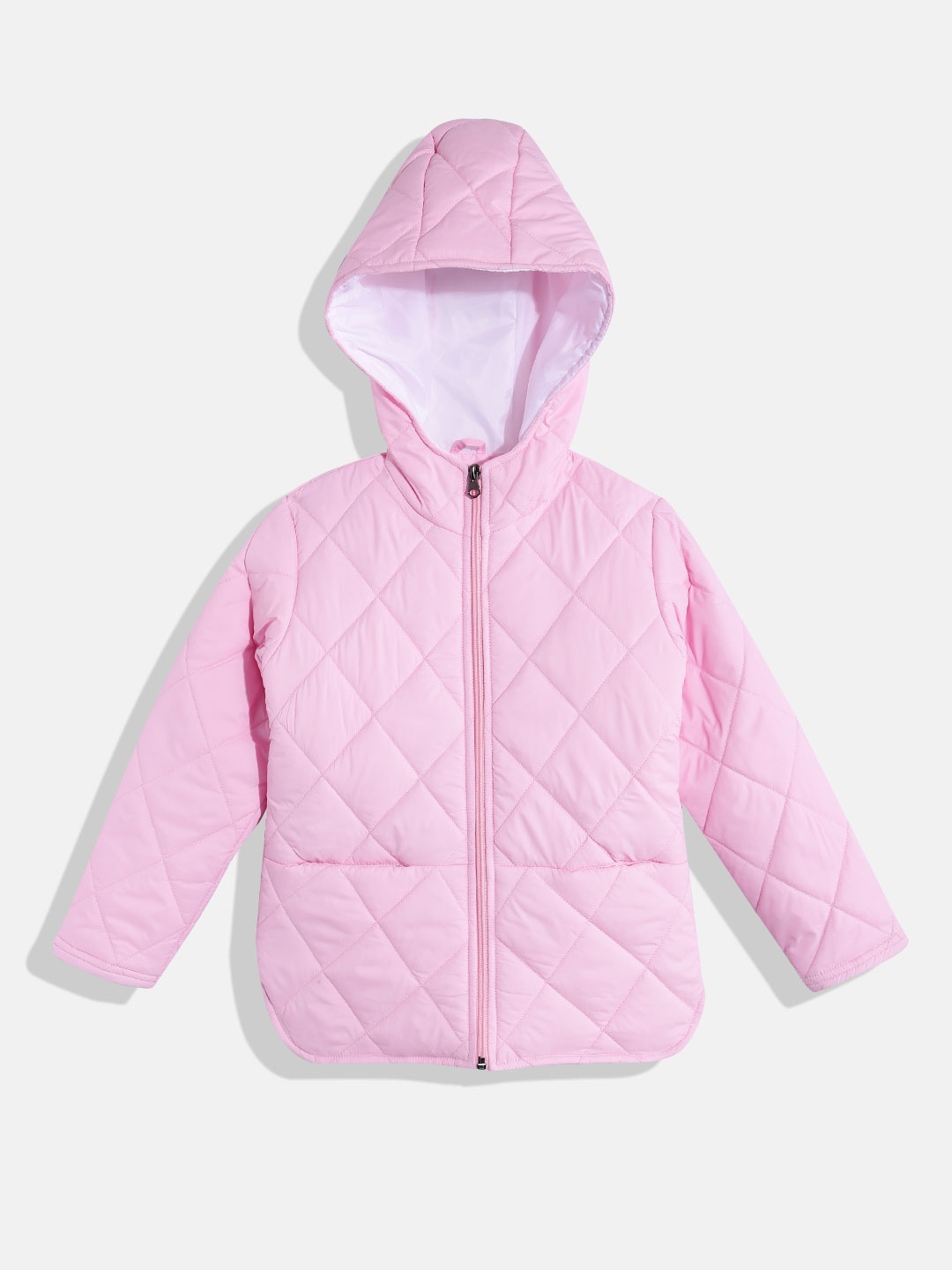

White Snow Girls Hooded Quilted Jacket, Pink