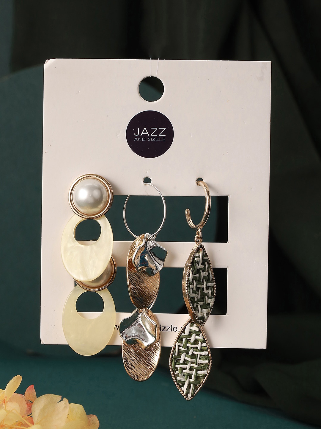 

Jazz and Sizzle Set Of 3 Gold-Plated Contemporary Drop Earrings