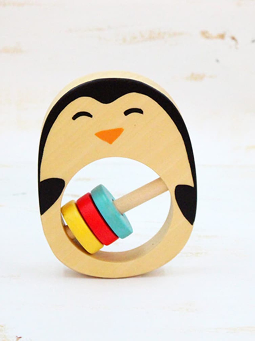 

shumee Kids Penguin Wooden Rattle, Beige