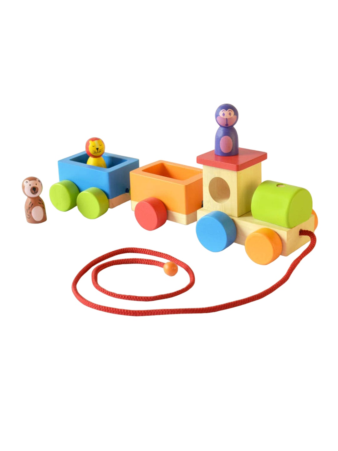 

shumee Kids Wood Jungle Toy Train Set, Yellow