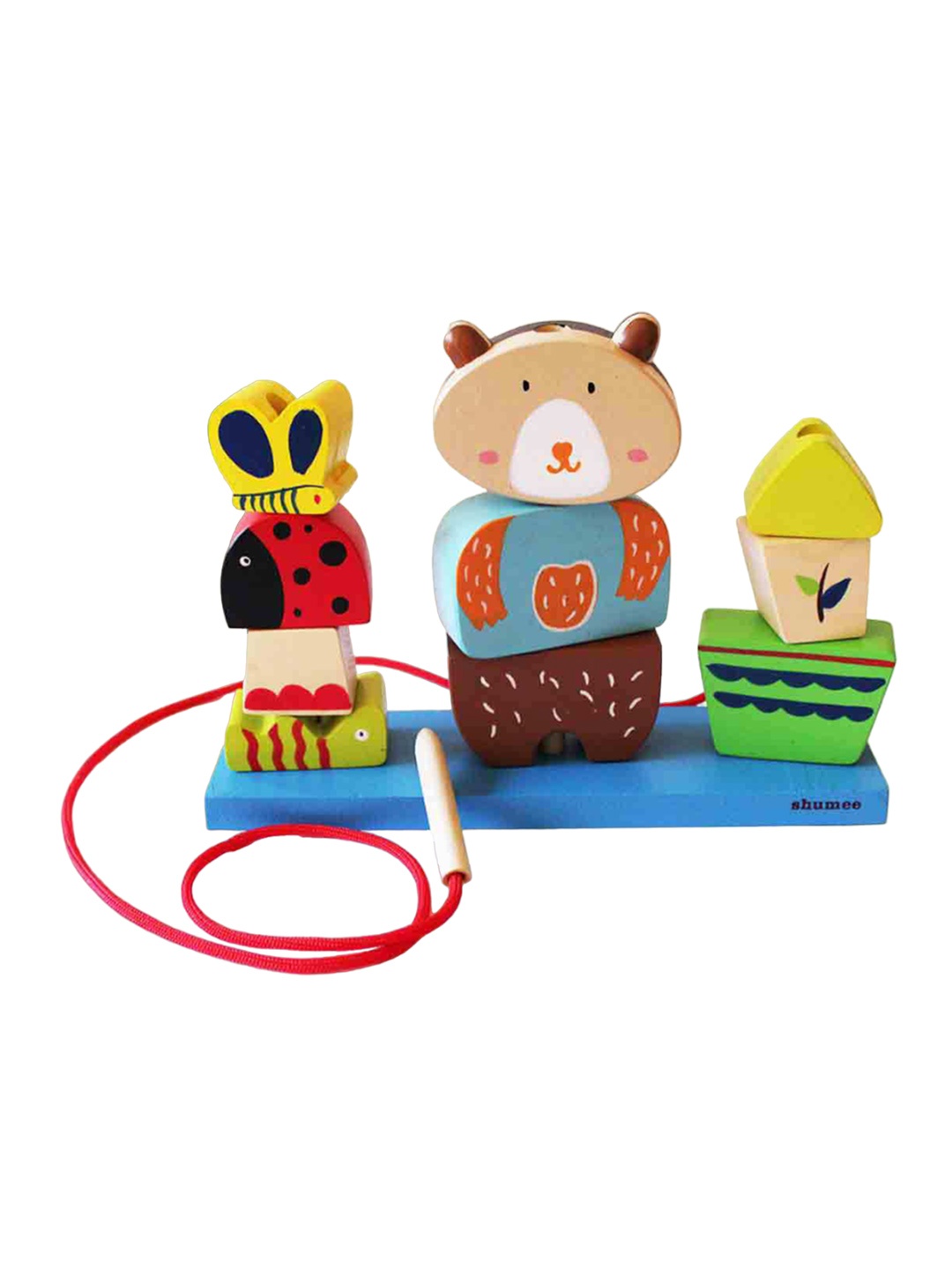 

shumee Kids Wooden Jungle Pegging & Lacing Activity Toy, Blue