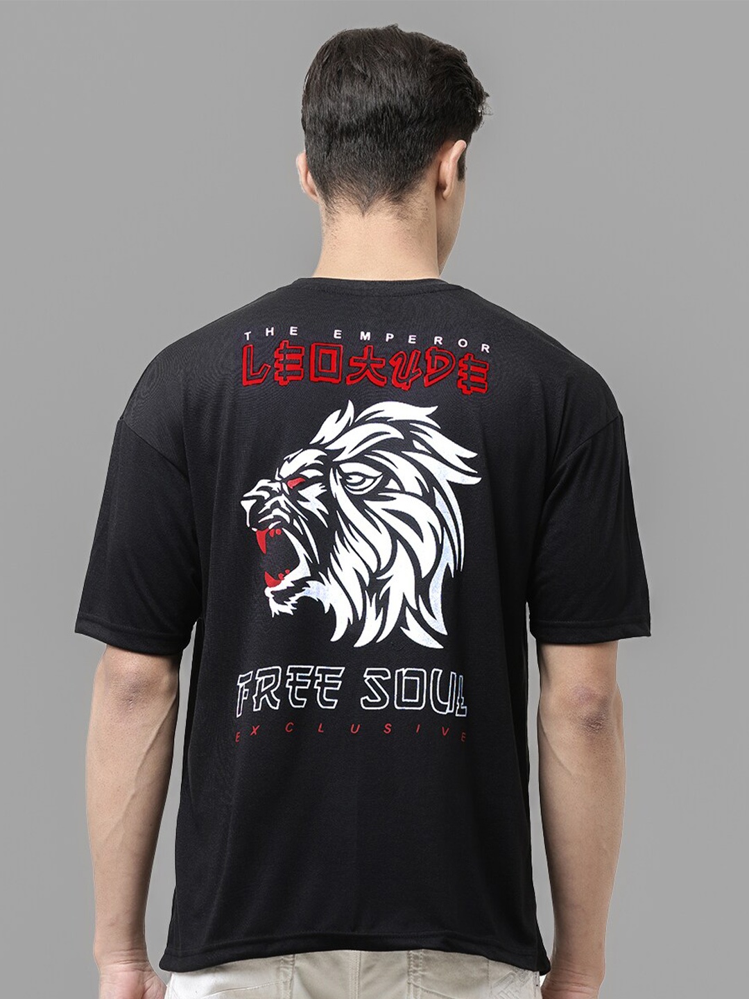 

Leotude Graphic Printed Oversized Cotton T-Shirt, Black
