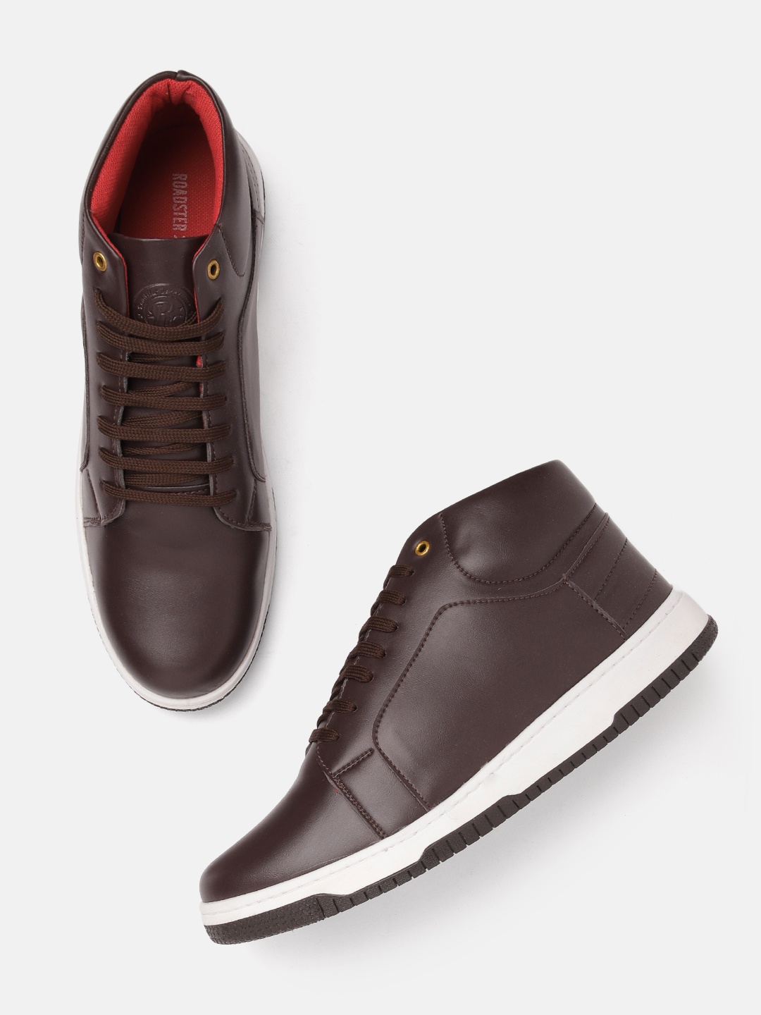 

The Roadster Lifestyle Co. Men Solid Mid-Top Sneakers, Brown
