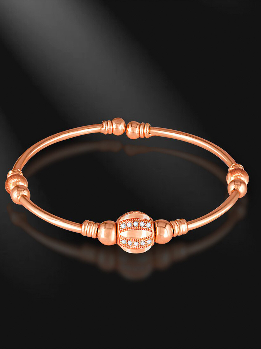 

MEENAZ Rose Gold-Plated Cubic Zirconia Bangle-Style Bracelet