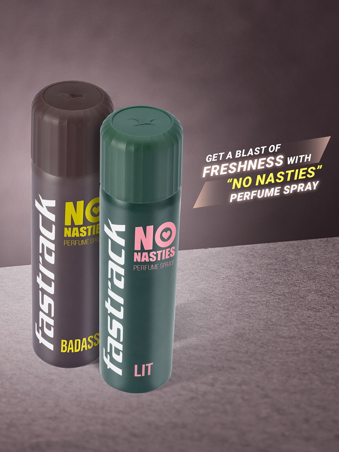 

Fastrack Men Set of Lit & Badass No Nasties Perfume Spray - 135 ml Each, Green