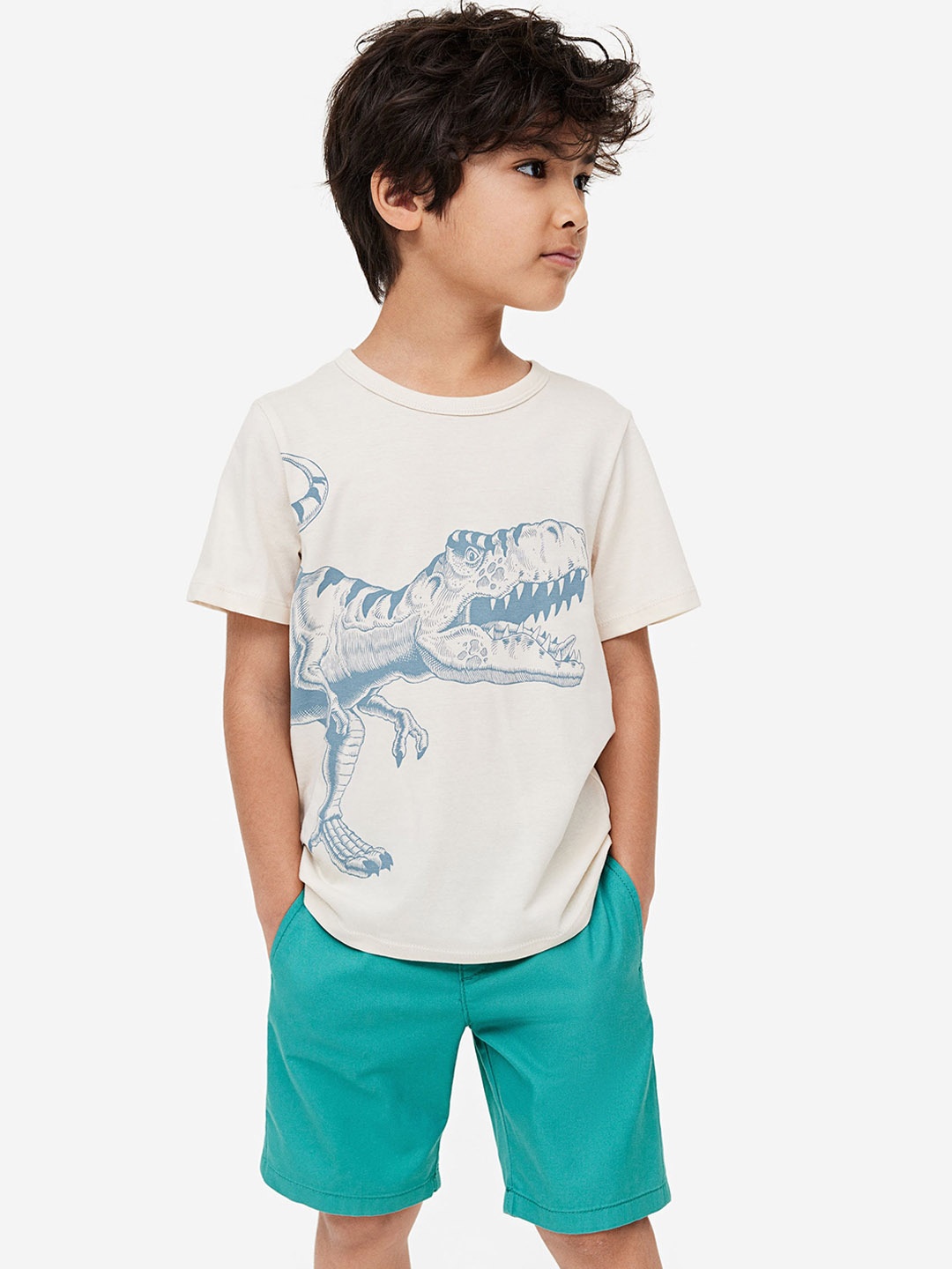 

H&M Boys Pure Cotton Chino Shorts, Green