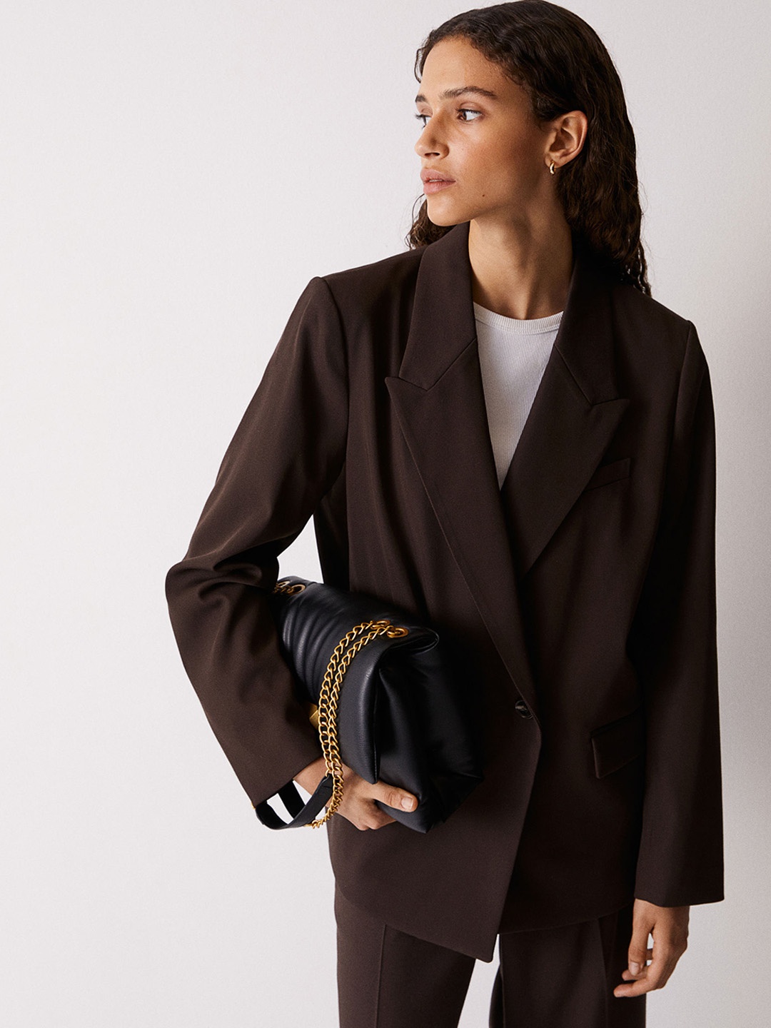 

H&M Double-Breasted Blazer, Brown
