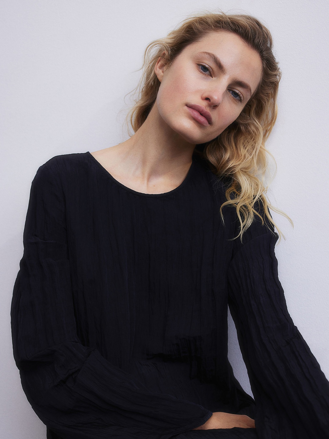 

H&M Crinkled Dress, Black