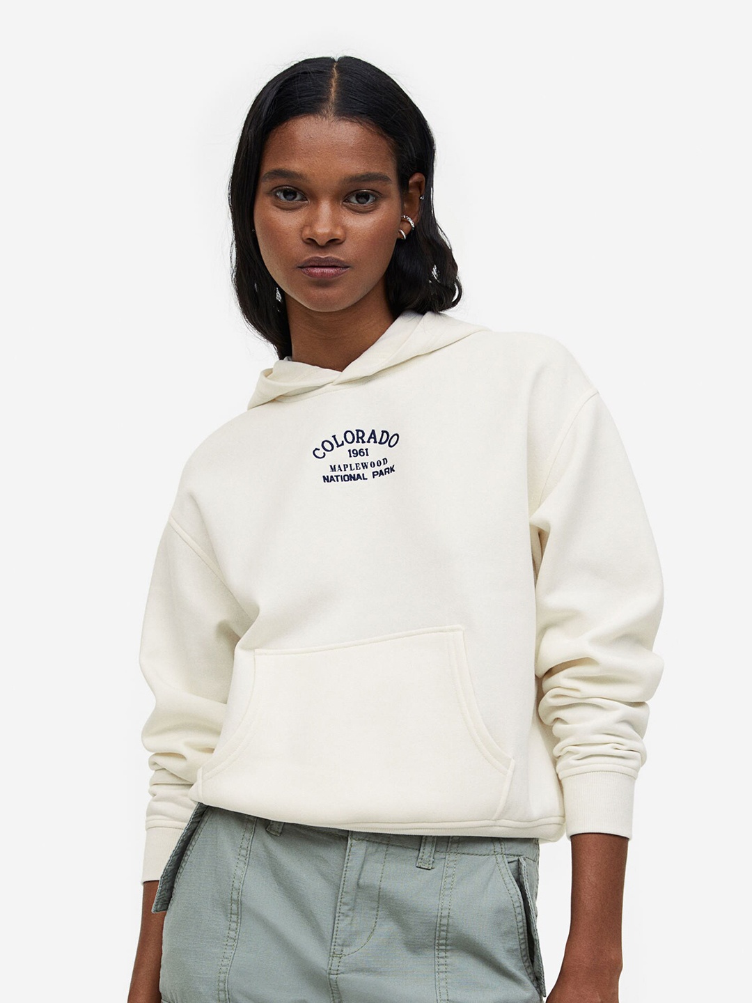 

H&M Printed Hoodie, White