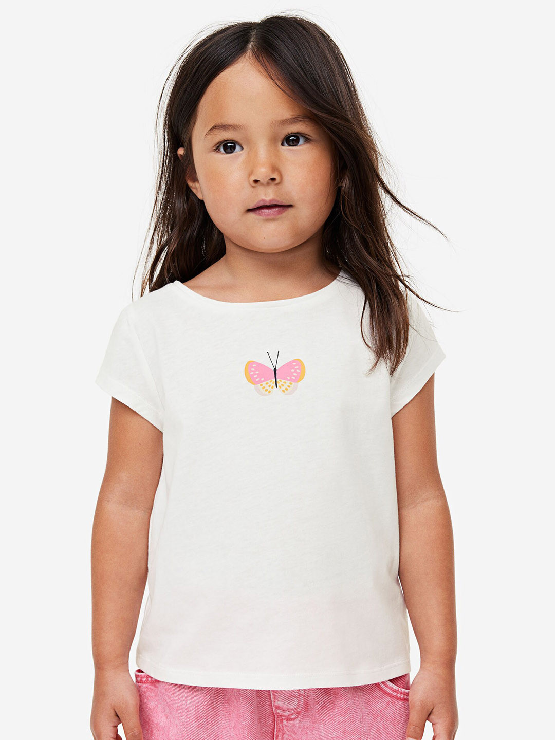 

H&M Girls Puff-Sleeved Jersey Top, White