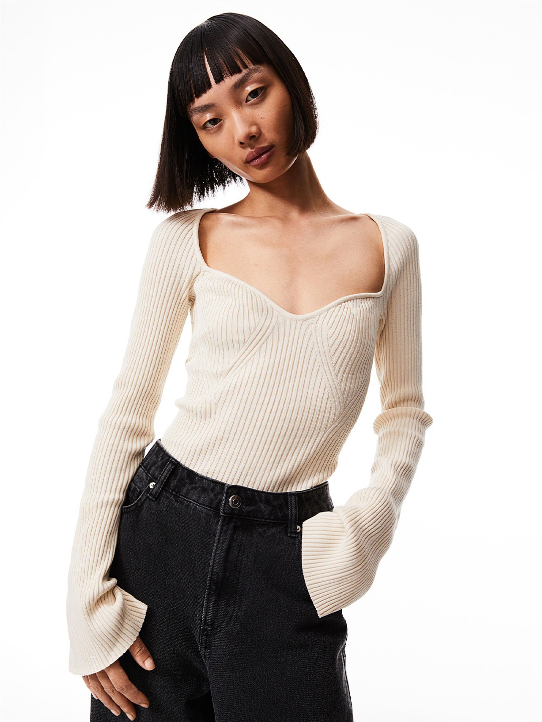 

H&M Rib-Knit Jumper, White