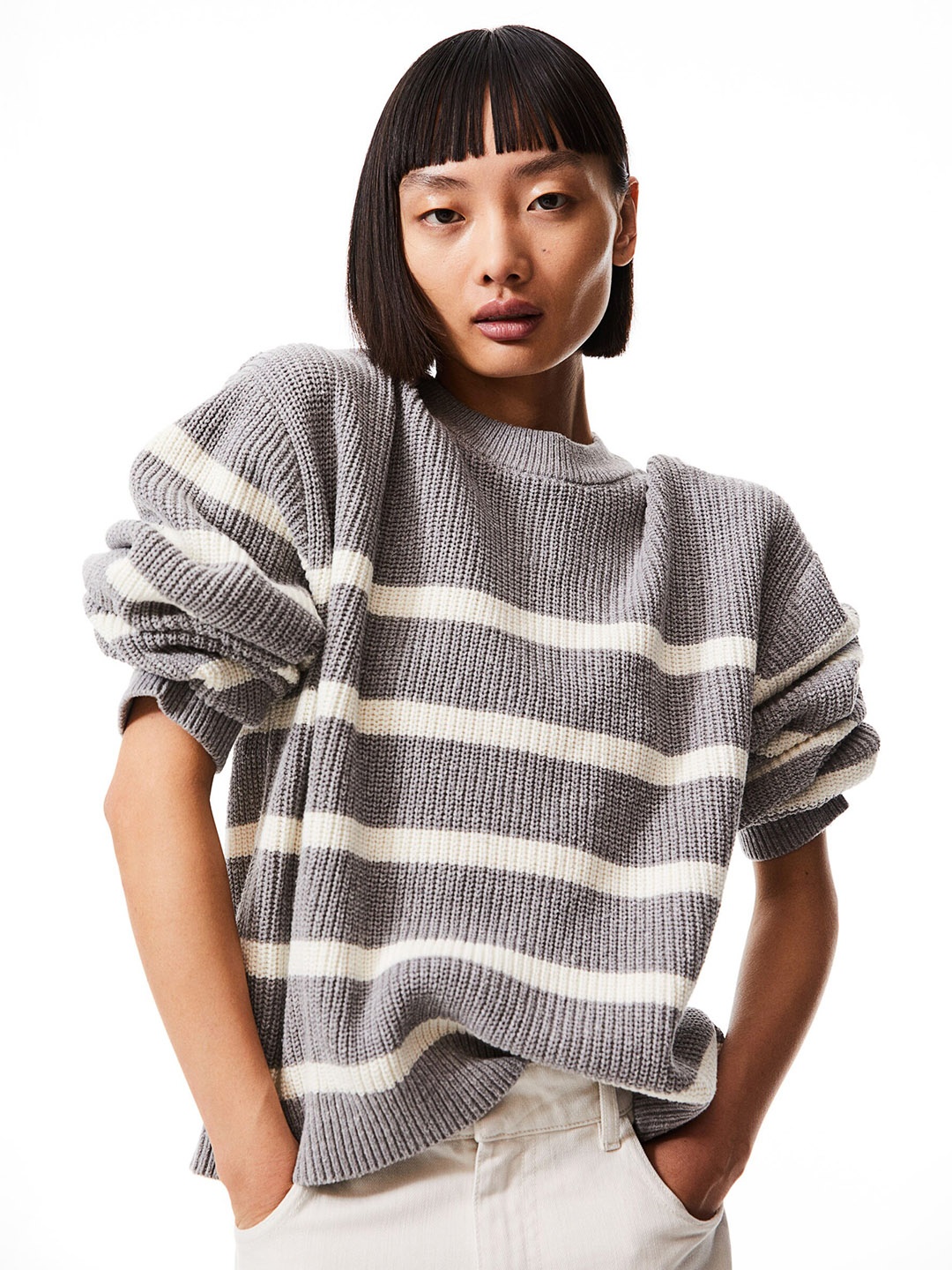 

H&M Rib-Knit Jumper, Grey